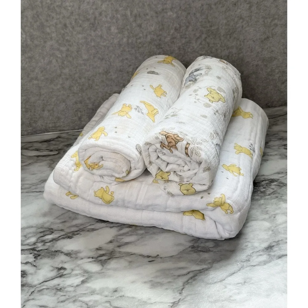 Winnie Pooh Cotton Muslin 1 Dream Blanket Disney Aden + Anais and 2 Swaddles